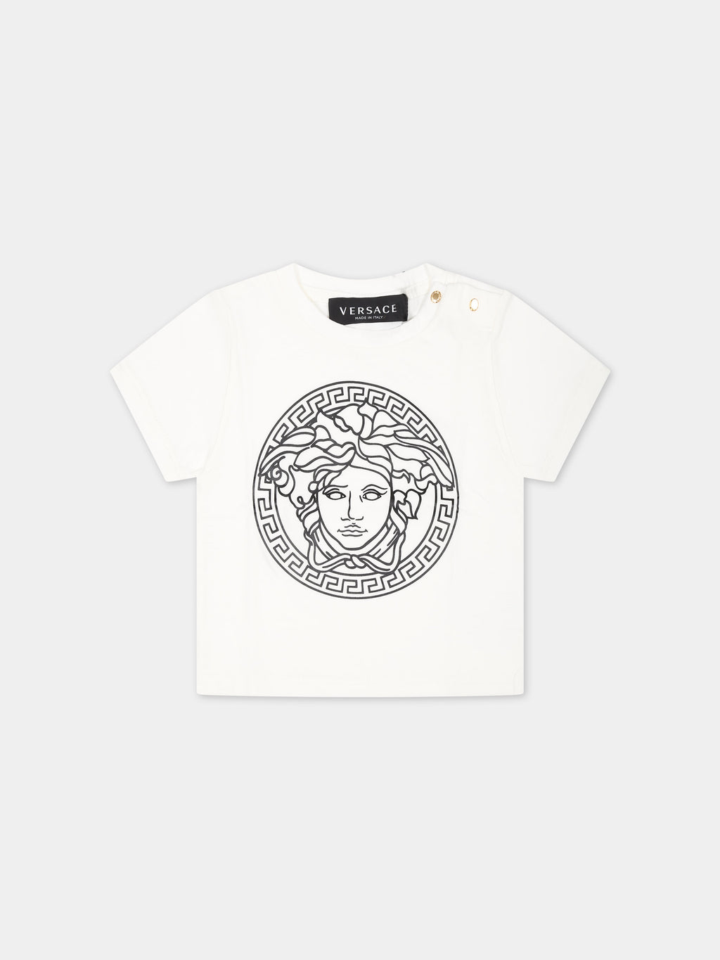T-shirt bianca per neonati con stampa Medusa